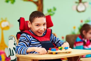 Young boy in a wheelchair