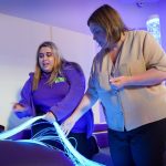 Communities Minister Deirdre Hargey explores sensory rooms at High Rise in Lisburn
