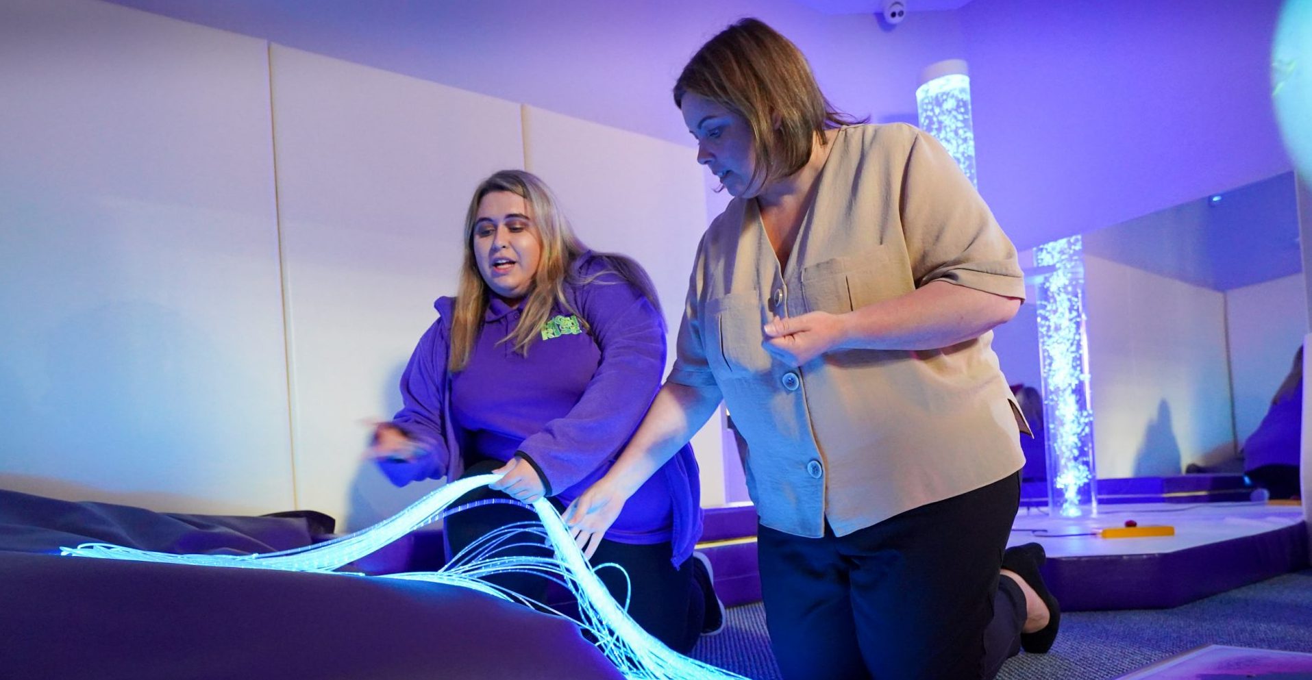 Communities Minister Deirdre Hargey explores sensory rooms at High Rise in Lisburn