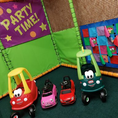 Ride on cars at newly extended soft play at High Rise Lisburn