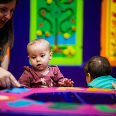 Mum and baby girl playing in the soft play area at High Rise Lisburn