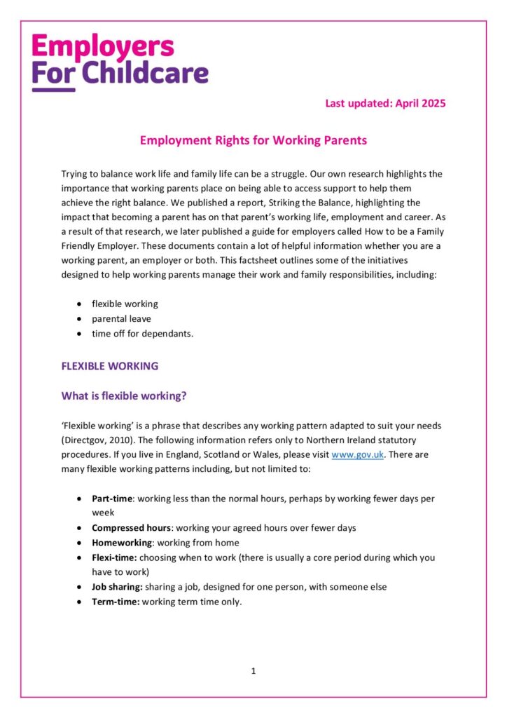 Employment Rights For Working Parents