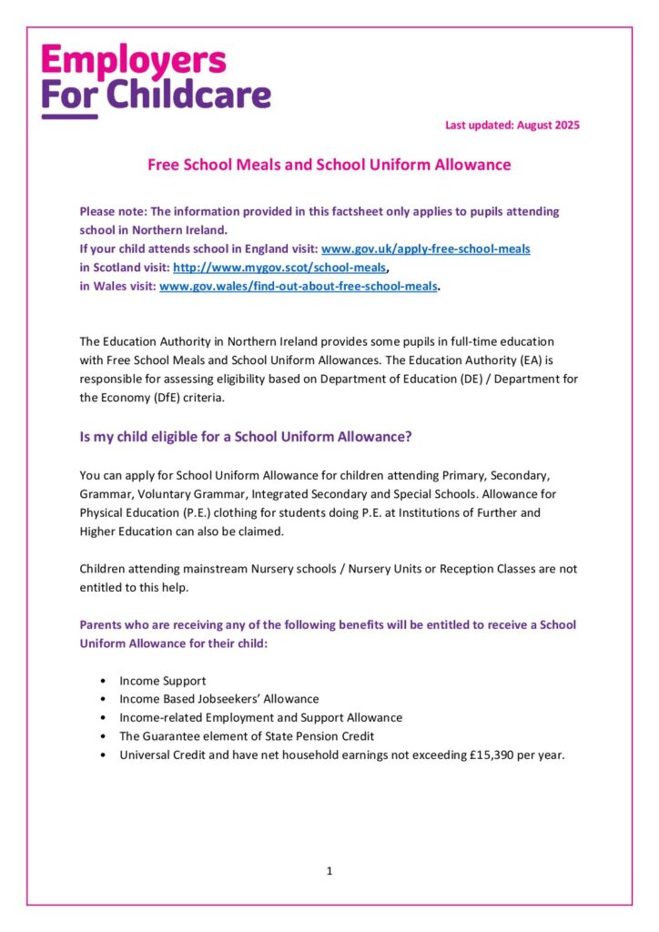 Free School Meals And School Uniform Allowance Aug 2025 Update 1