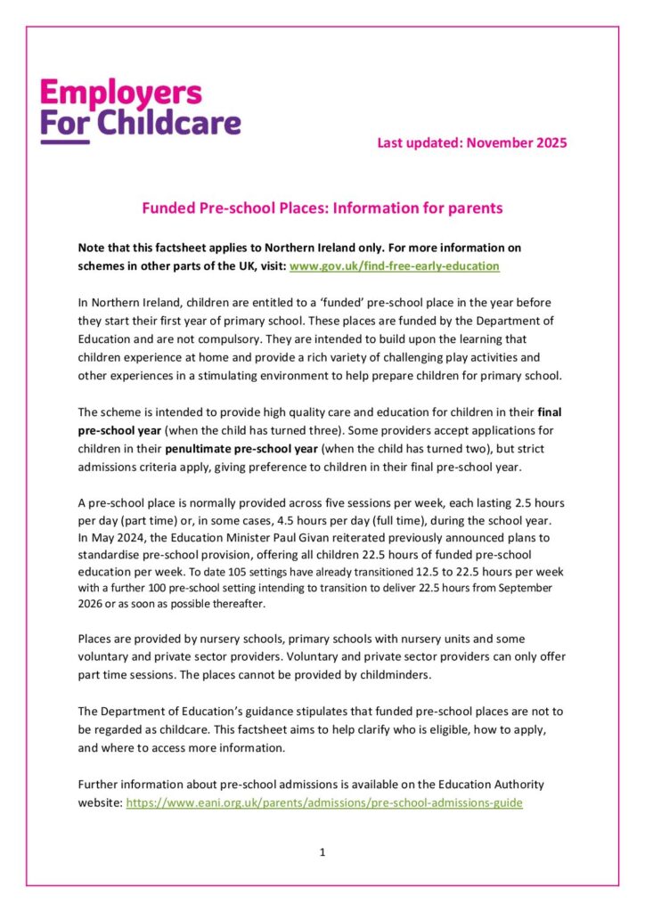 Funded Preschool Places Sep 26 June 2027 Nov 2025