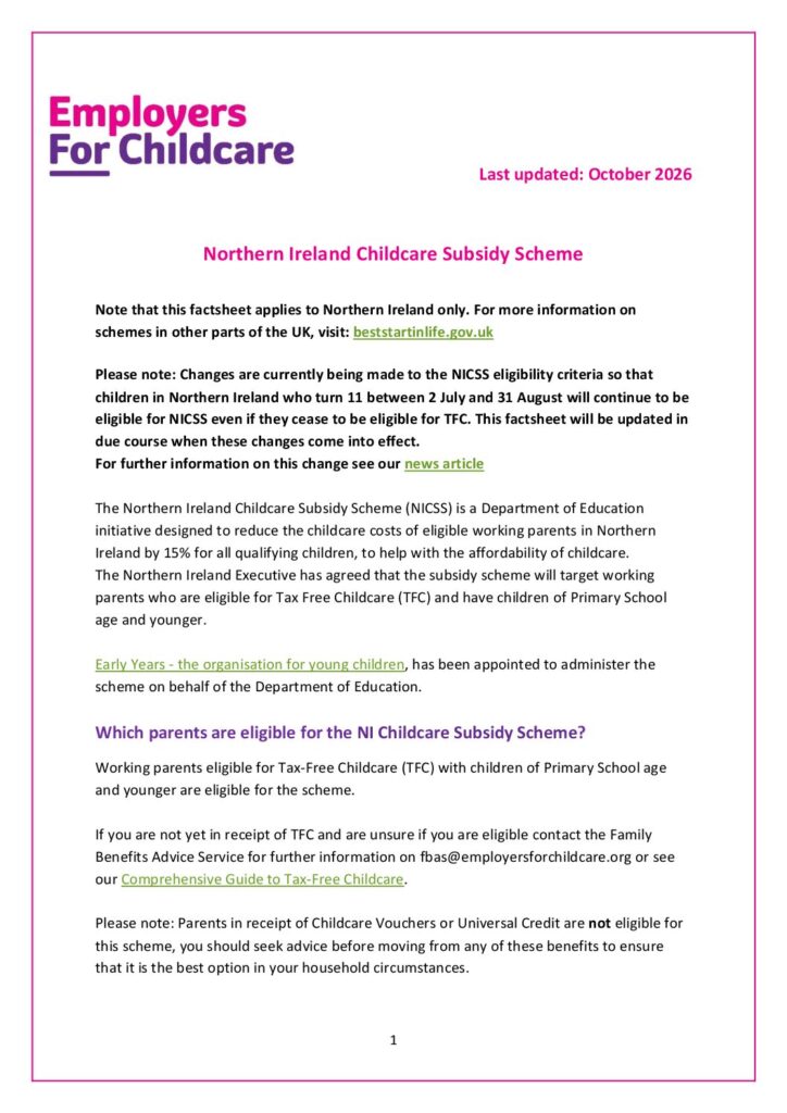 NI Childcare Subsidy Scheme