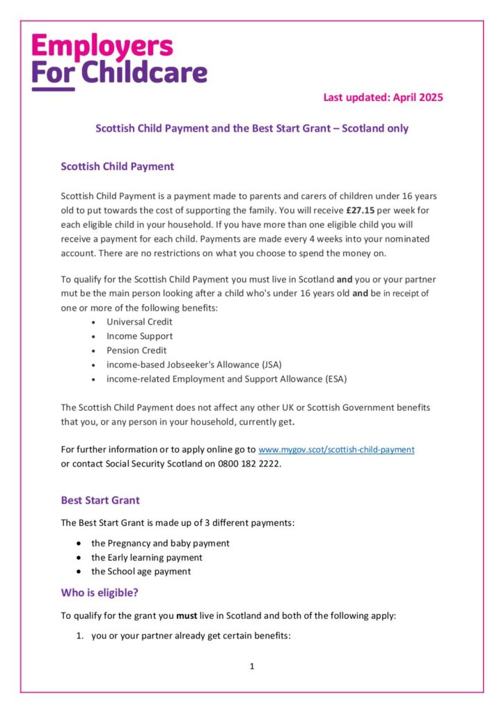 Scottish Child Payment And Best Start Grant