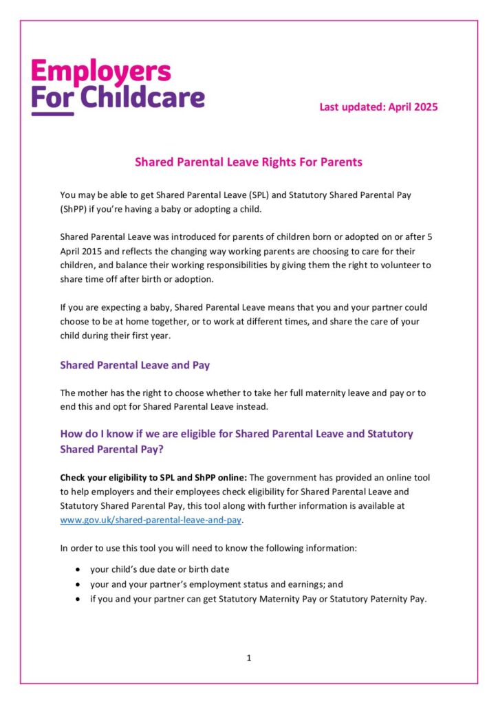 Shared Parental Leave Rights For Parents