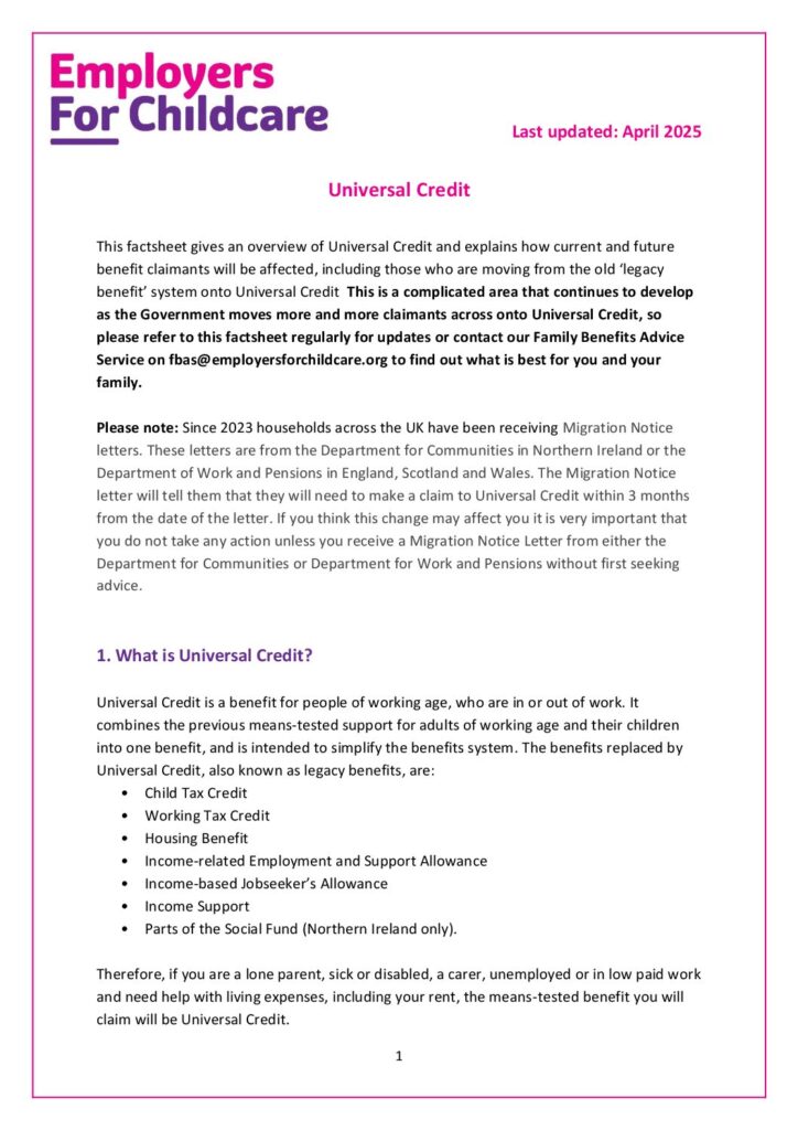 Universal Credit Guidance